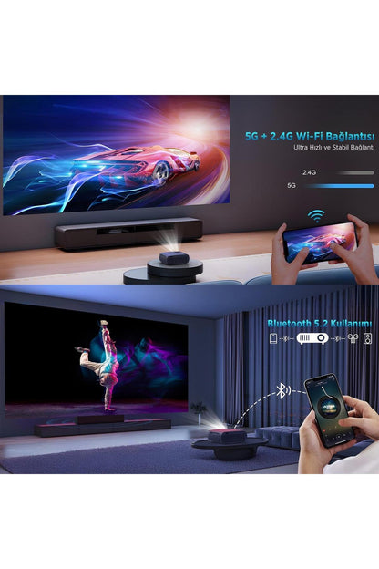 Vega III Android Projeksiyon Cihaz Full HD 1920×1080 4K Desteği 400 ANSI Lümen Wifi Bluetooth Uyumlu