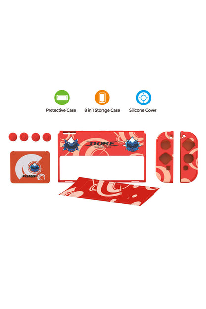 Switch Oled 3in1 Standlı Rnkli Kılıf Analog Yükseltici Ve Koruyucu Kart Kutusu Kırmızı
