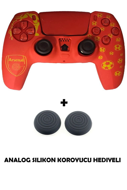 Ps5 Dualsense Futbol Takımı Temalı Koruyucu Silikon Kılıf + Analog Silikon Koruyucu Arsenal