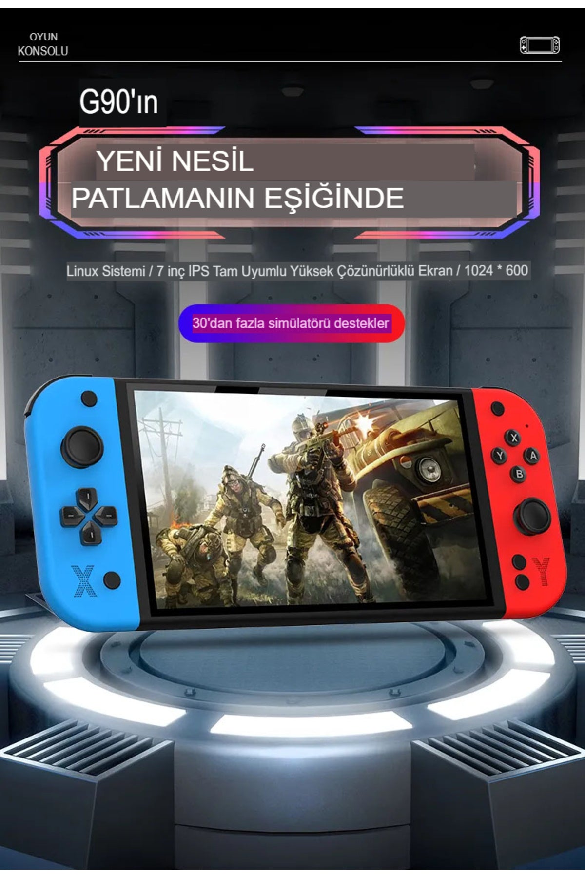 GX90 7 İnç IPS HD Ekran Oyun Konsolu Linux İşletim ve Çoklu Sistem Emülatörü Arcade Oyun Konsolu