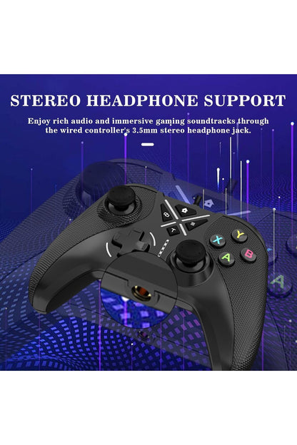 Pc Kablolu Usb Gamepad Windows 10/11 Uyumlu 3,5 Mm Ses Jaklı Makro Ve Turbo Tuşlu Oyun Kolu