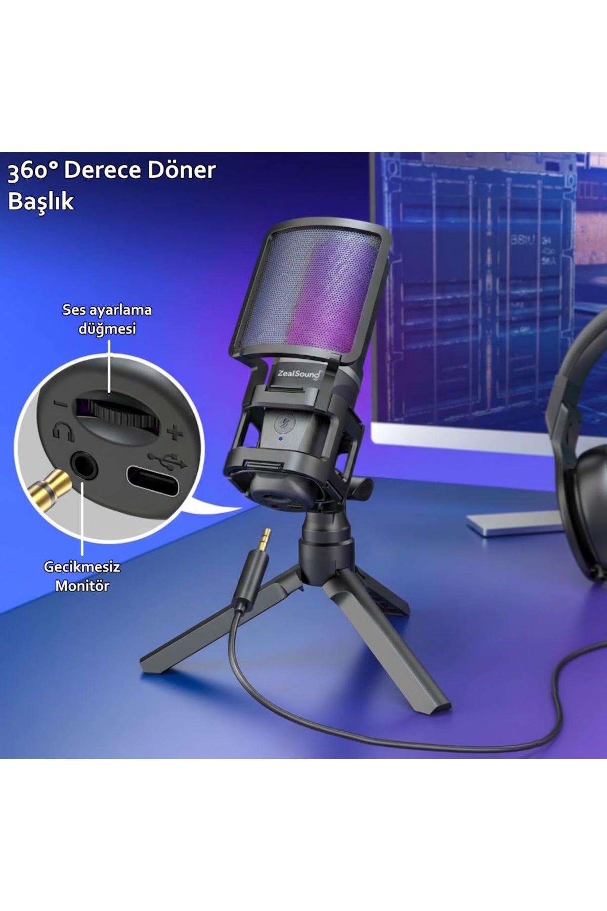 A68 RGB USB Condenser Gamer Mikrofon