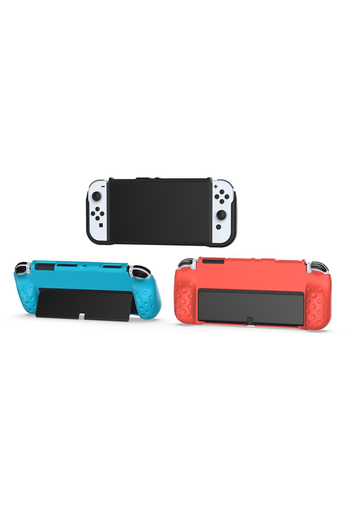 Nintendo Switch Oled El Destekli Grip Tasarımlı Koruyucu Silikon Kılıf Siyah