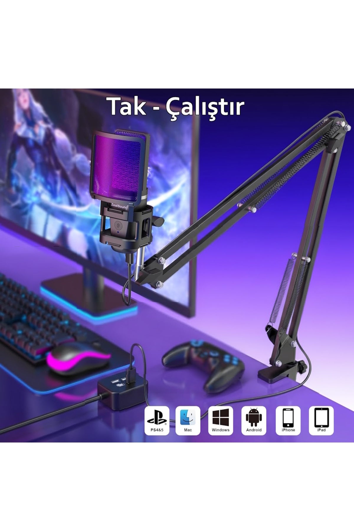 A68S RGB USB Profesyonel Mikrofon
