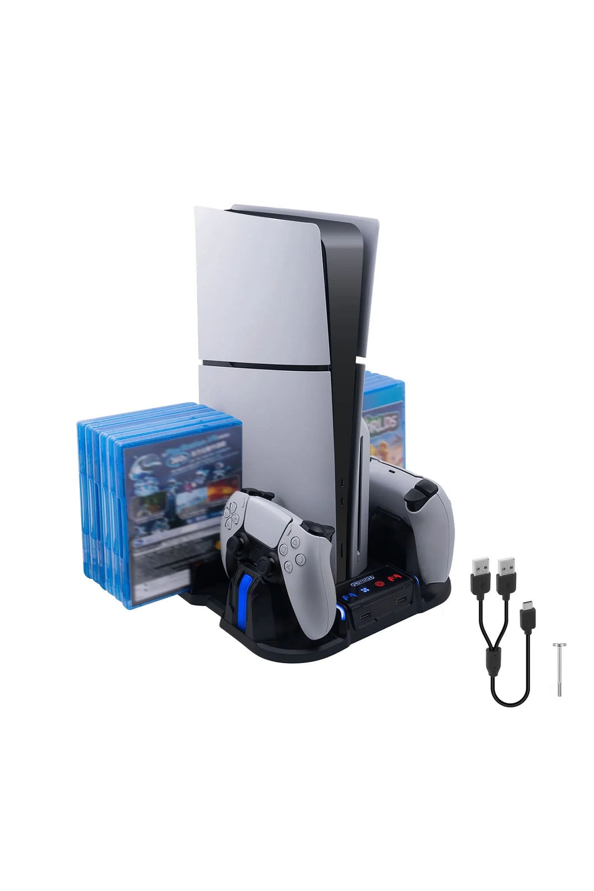 Pg-tech Gp-521 Ps5 Slim Disk/ps5 Slim Dijital Uyumlu Multifonksiyonel Soğutucu Fan Şarj Stand Siyah