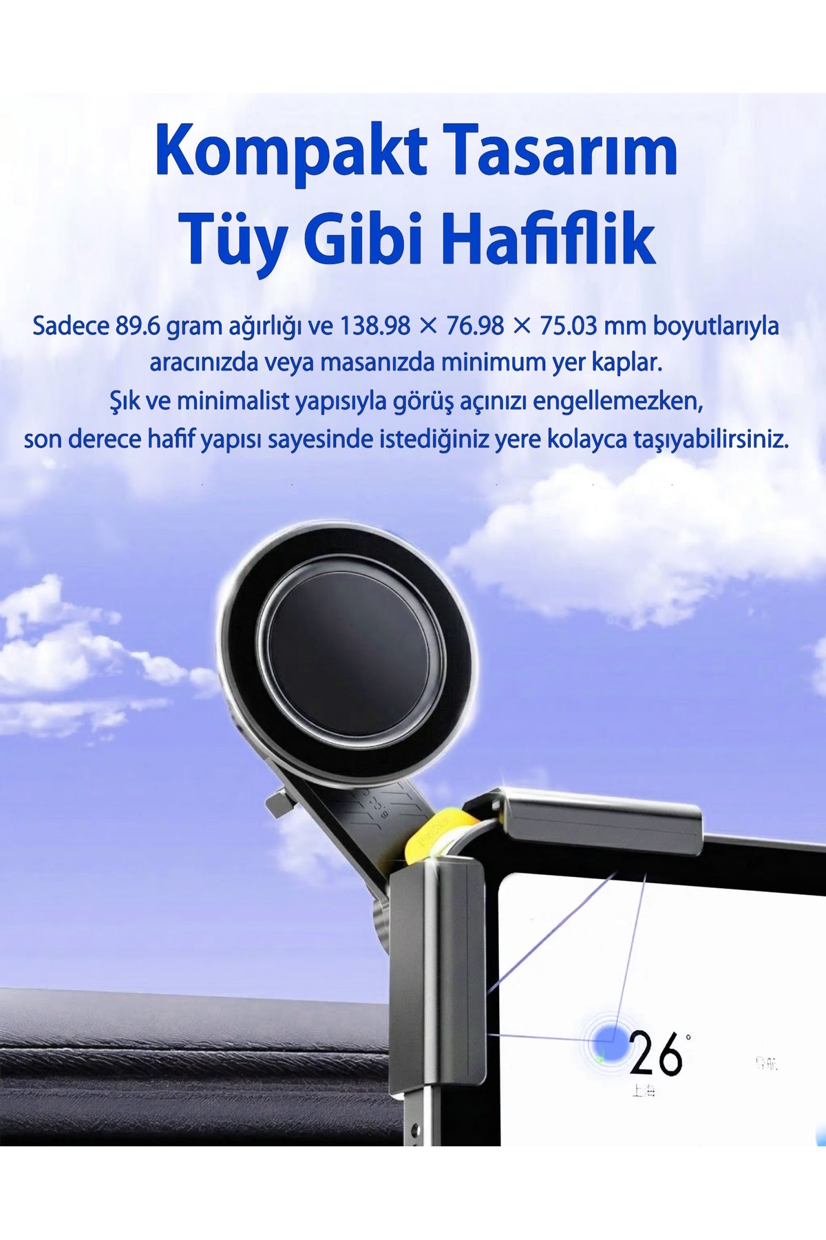 Teleskopik Manyetik Araç Ekranı & Monitör Telefon Tutucu - TC03