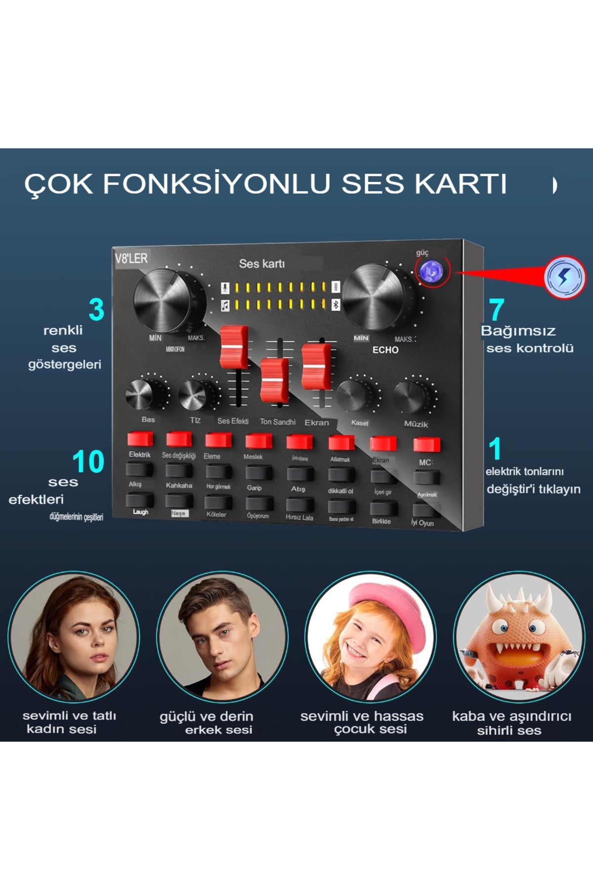 BM800 Mikrofon ve V8S Ses Kartlı Podcast Ekipman,Kayıt,Yayın,Canlı Yayın için Podcast Mikrofon