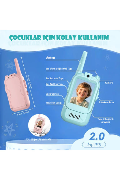 HD Görüntülü 4 Farklı Ses Efektli Çocuklar İçin Telsiz - HL02