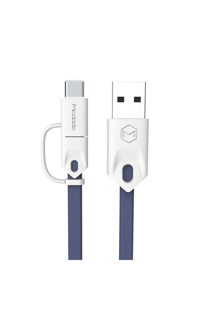 M-data 2in1 Type-c Micro Usb Şarj Data Kablosu Mavi
