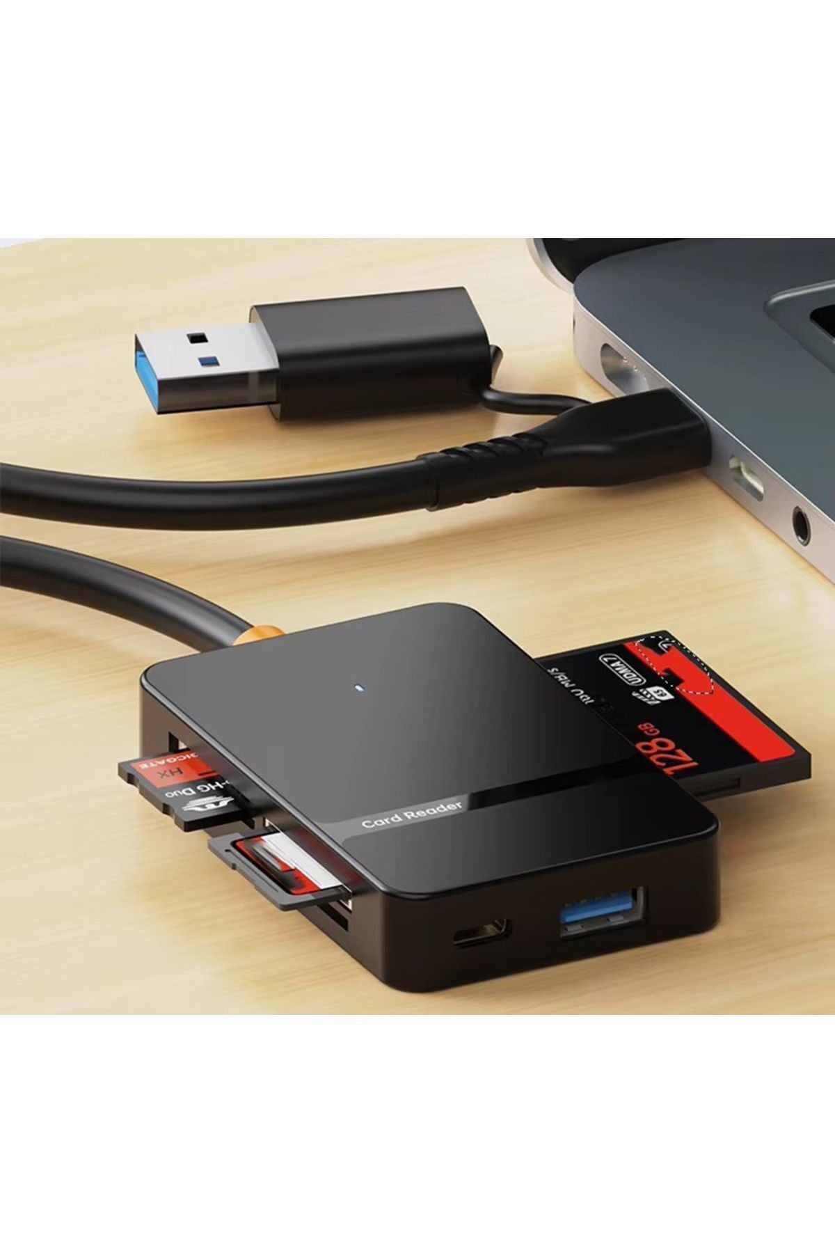 Ads-316 Usb-c + Usb 8 Port Ms Cf Tf/sd Dhc Sdxc Kamera Kart Tak Çalıştır Kart Okuyucu HDMI