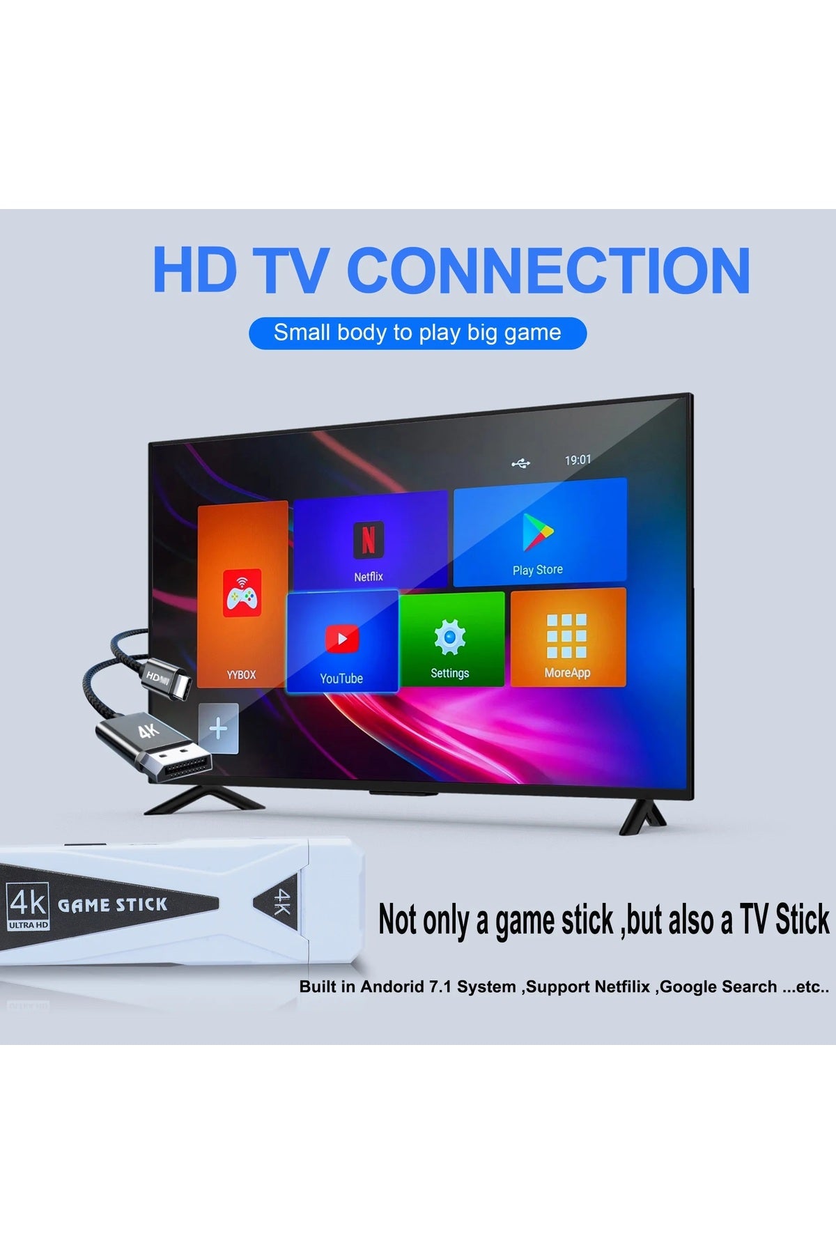 M10 Hdmı 4k Kablosuz Tv Stick 10000+oyun Android Retro Oyun Konsolu Siyah