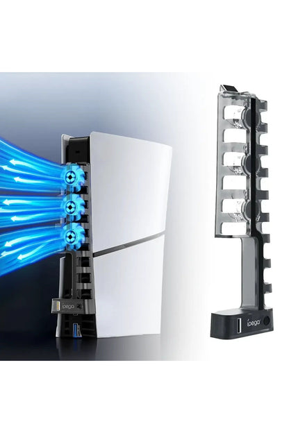 PG-P5S005 PS5 Slim Disk-PS5 Slim Dijital Uyumlu 3 Kademeli LED Işıklı Arka Soğutucu Fan