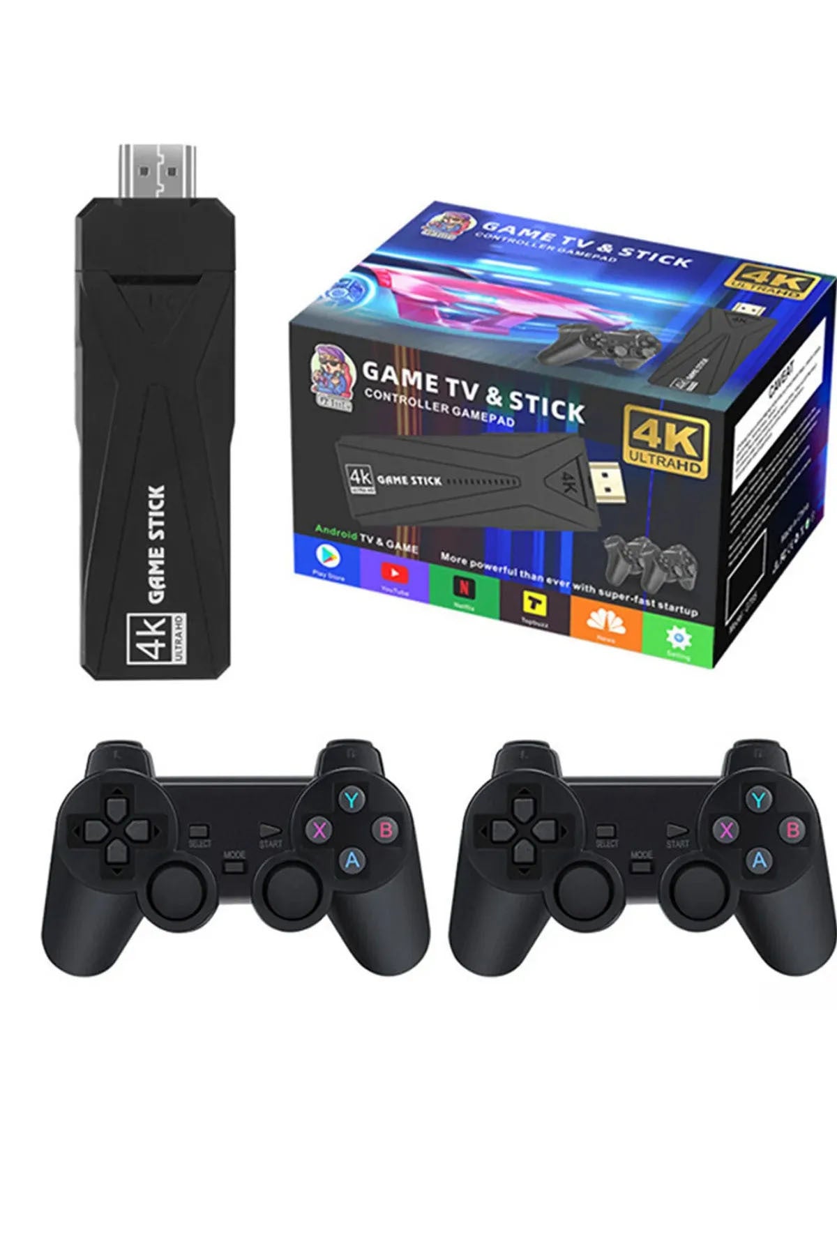 Gt-65 Youtube,netflix,google Android Tv Box 10000 Game Kablosuz Kol Retro Arcade Oyun Konsolu Siyah