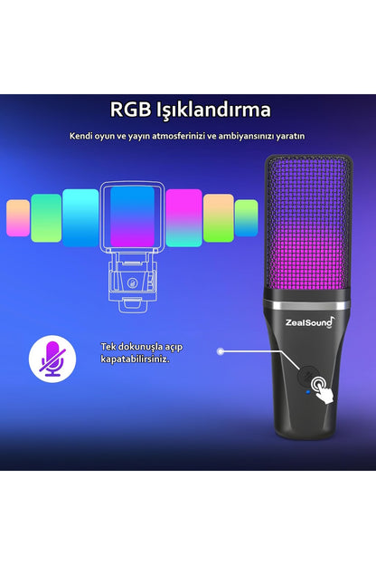 A68 RGB USB Condenser Gamer Mikrofon