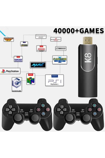 K8 4k Hdmi 10000+ Oyunlu Çift Kol 3d Retro Arcade Oyun Konsolu Siyah