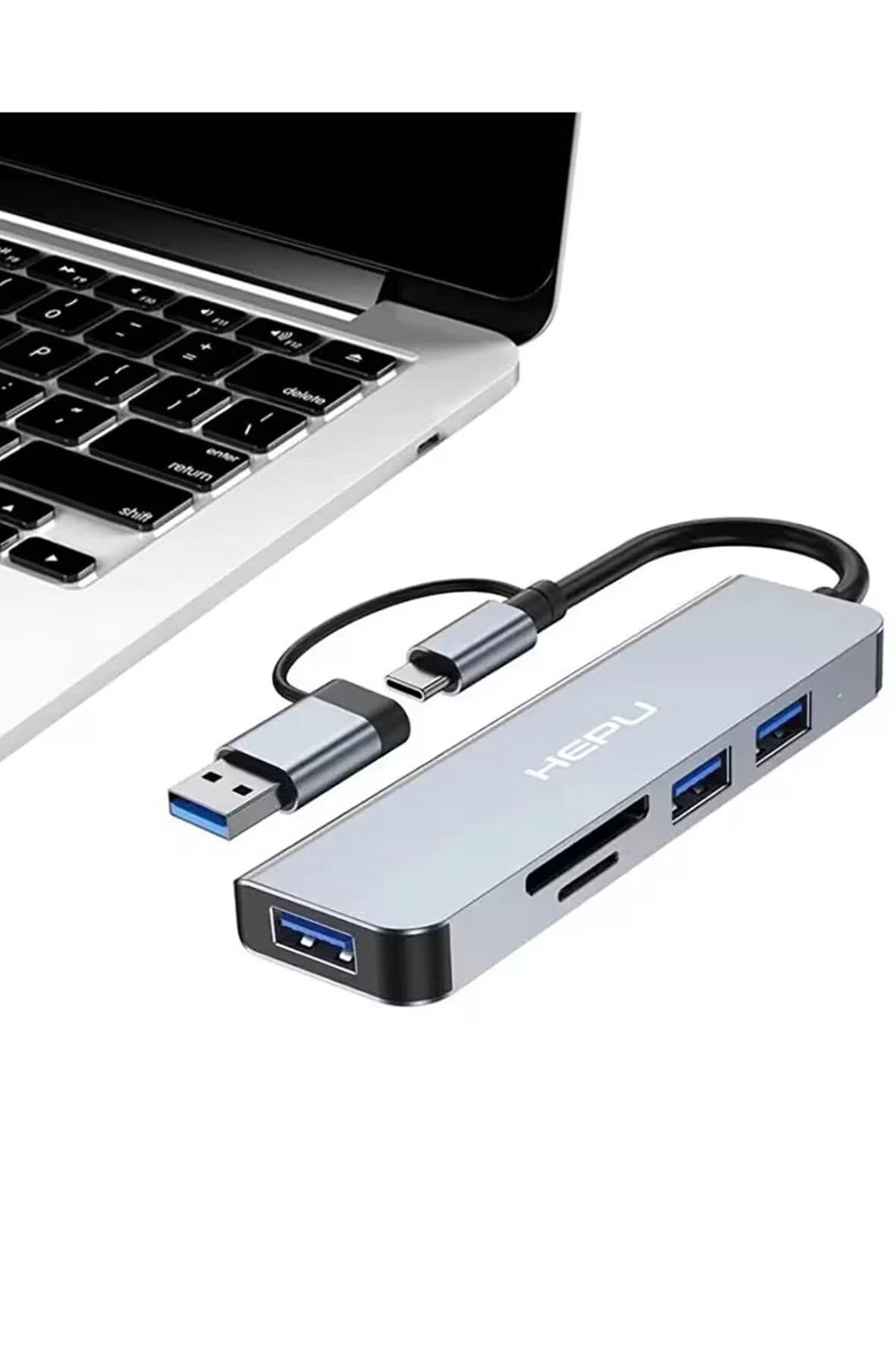 USB C Hub 5 in 1 Alüminyum Type-C Hub Multiport Adaptör SD TF Kart Okuyucu 5 Port Type C Dönüştürücü