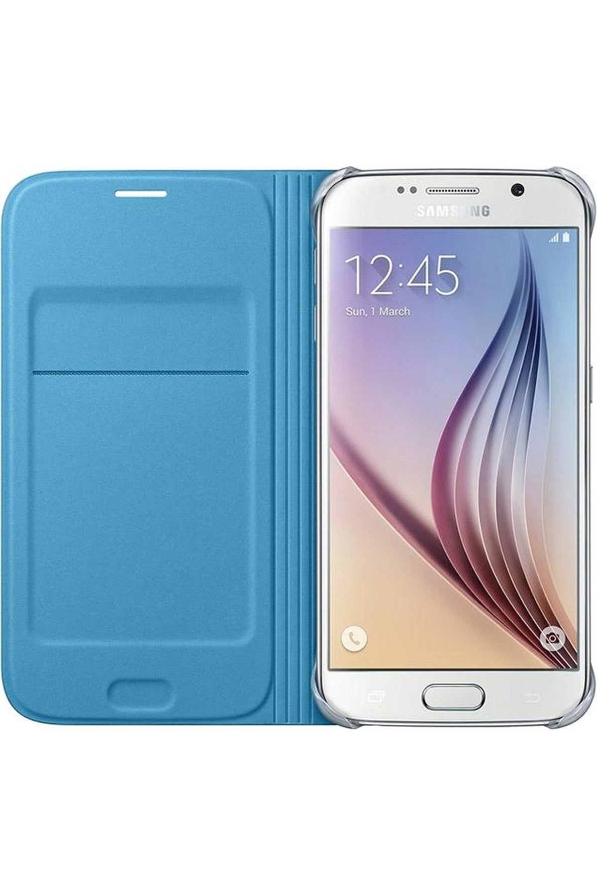 Samsung Galaxy S6 Flip Wallet Deri Orjinal Mavi- Ef-wg920ple Siyah Kılıf
