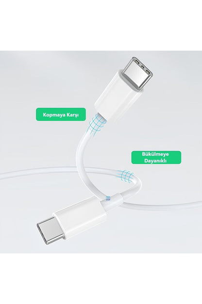 iPhone 20W USB-C PD Güç Adaptörü ve Kablo Dahil Set Type-C den Type-C Hızlı Şarj Cihazı