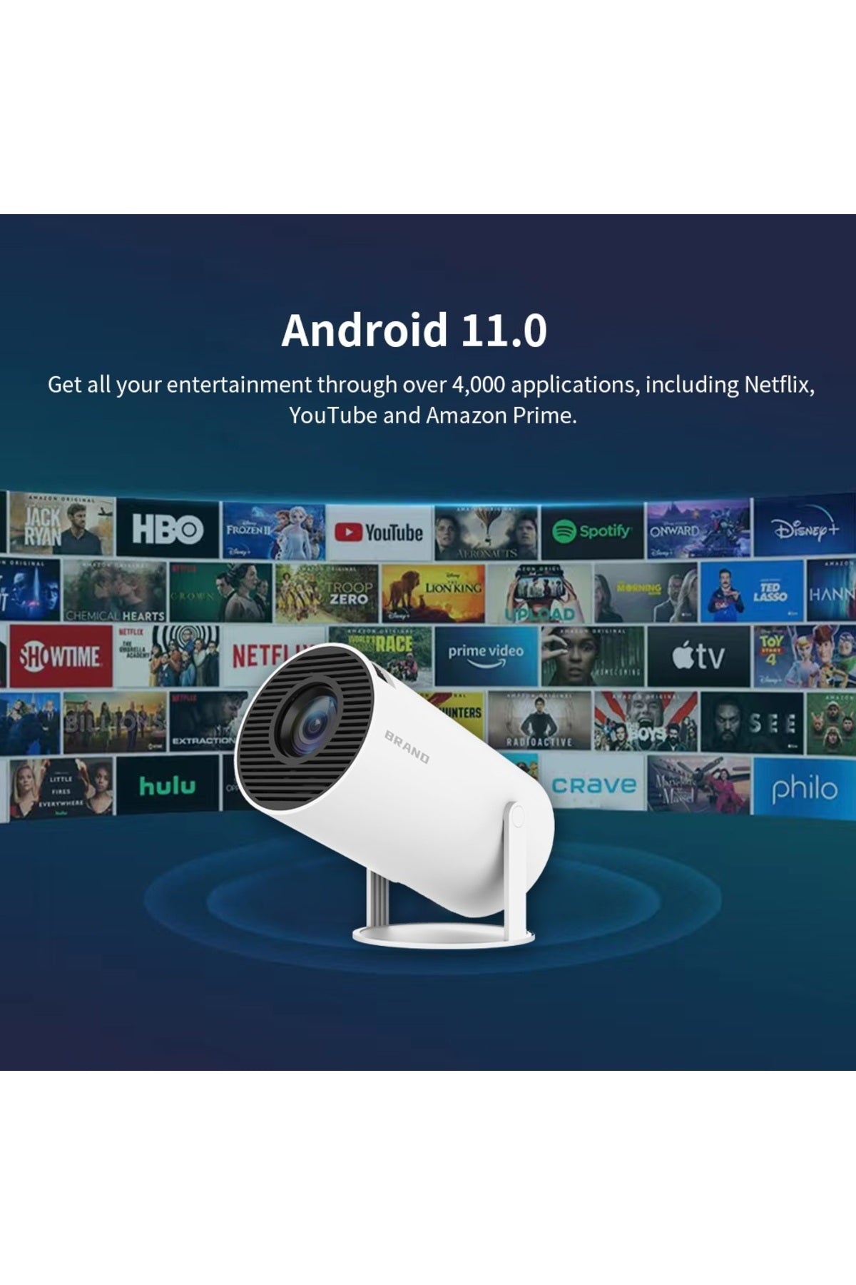 180 Derece Ayarlanabilir Taşınabilir Kablosuz 2.4g 5g Wifi Ultra Hd Taşınabilir Projektör