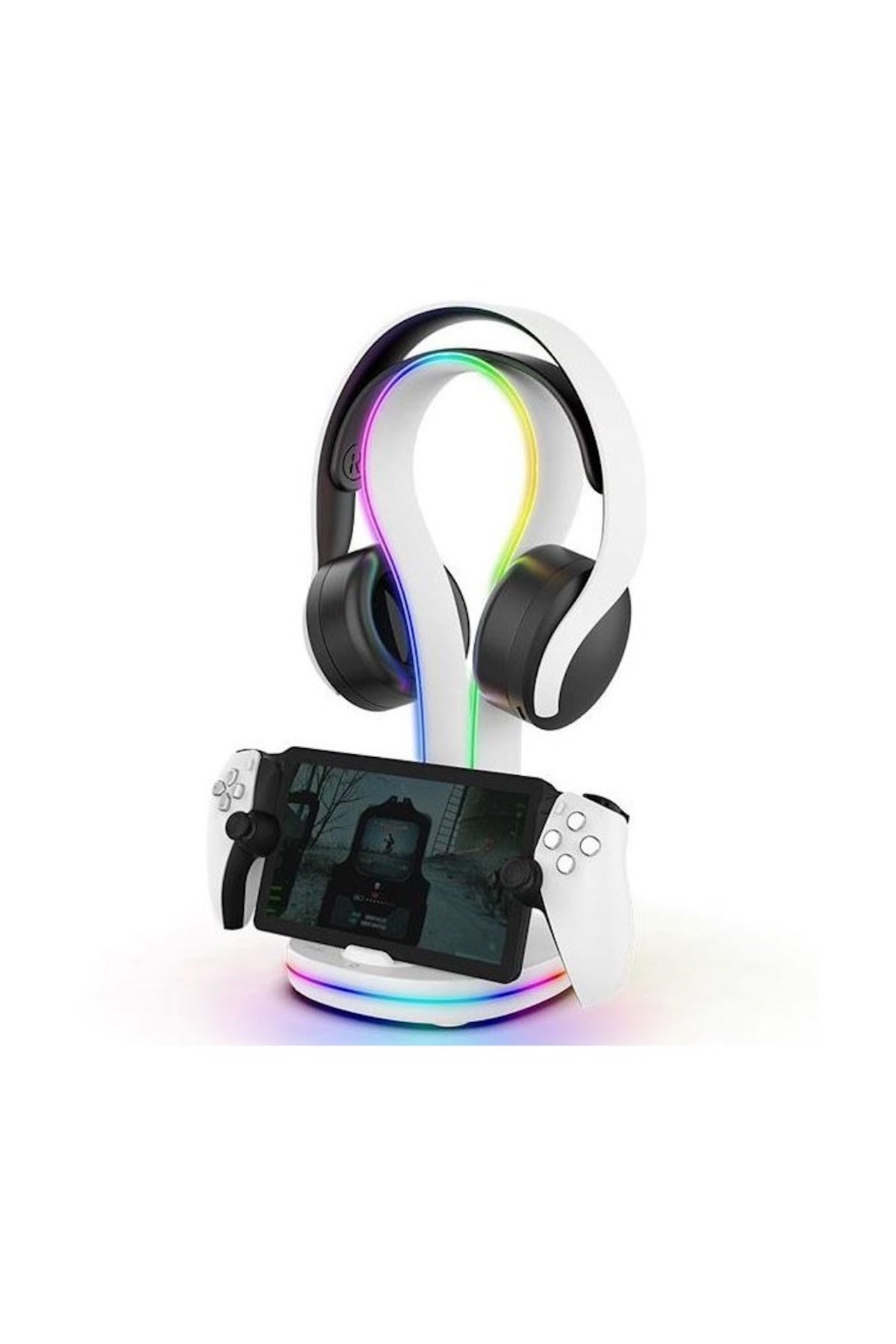 PS5 Portal Uyumlu Şarj İstasyonlu Kulaklık Tutuculu RGB Stand - PG-P5P23