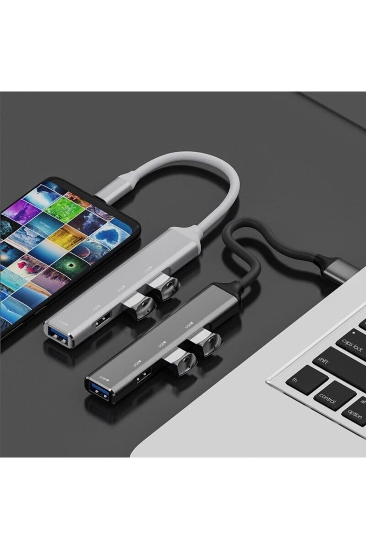Type C Giriş 4x Usb Hub Otg Cihazı Laptop Notebook Bilgisayar Telefon Televizyon Usb Çoklayıcı