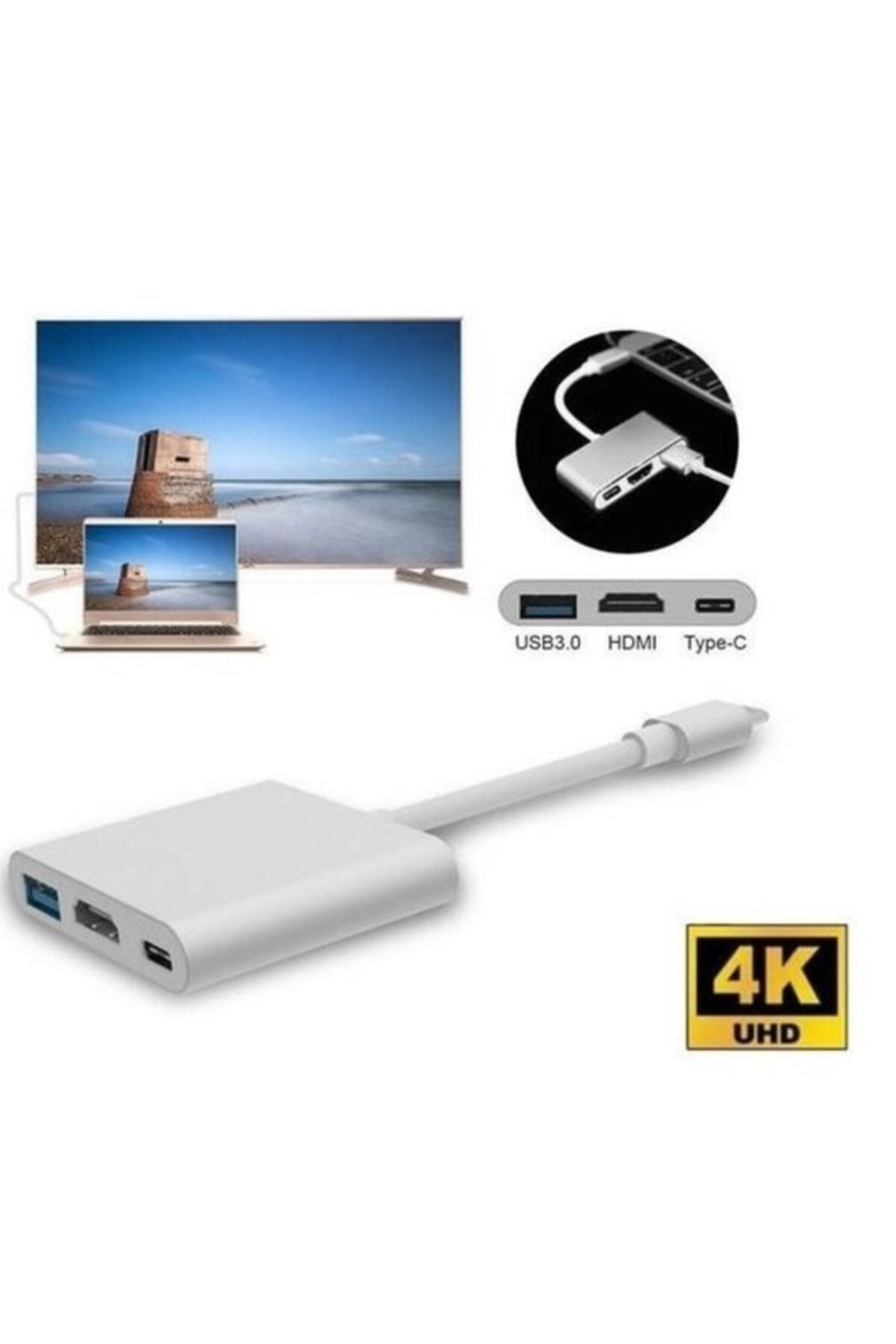 Macbook Matebook Switch Tablet Telefon Hdmi Usb 3.0 Pd Şarj Type-c Çevirici