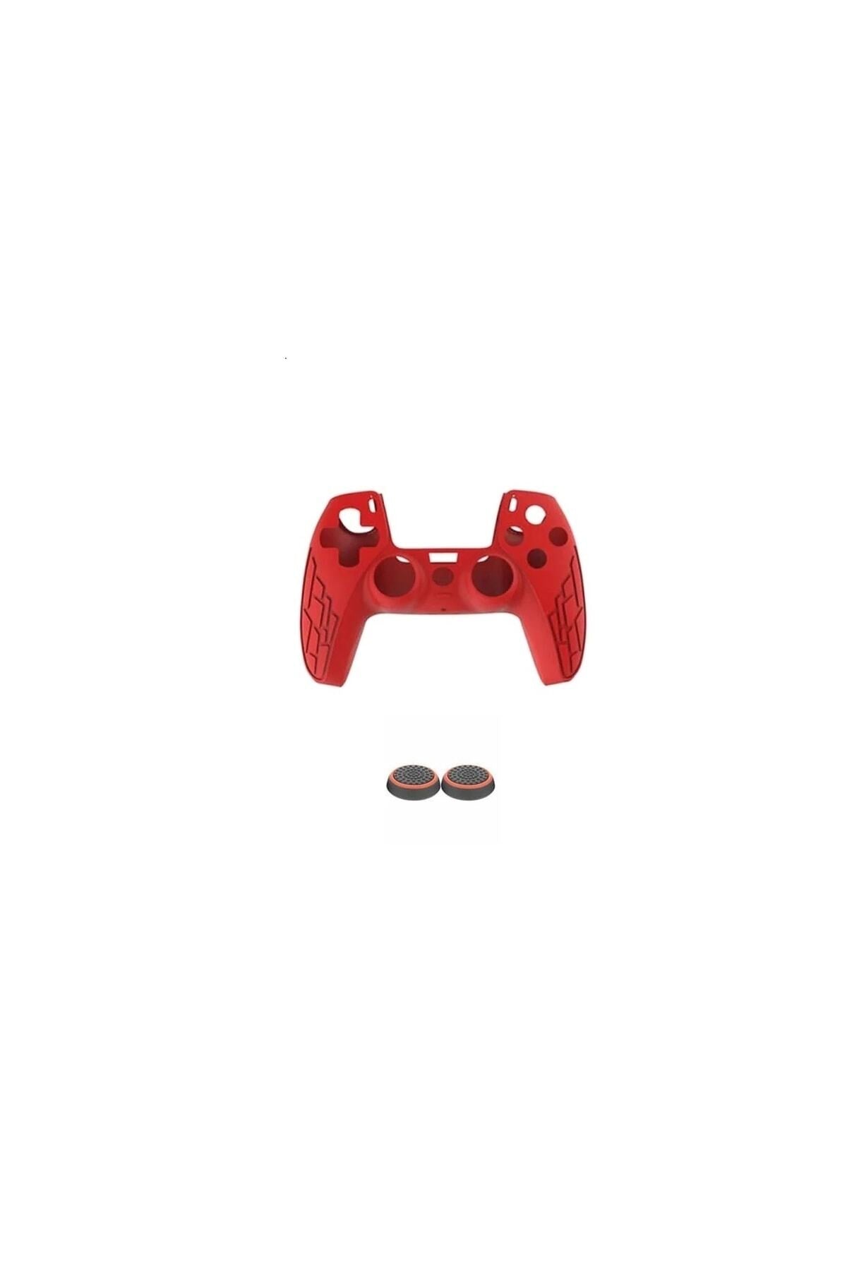 Cafele Ps5 Dualsense Joystick Silikon Kılıf + Analog Koruyucu Kırmızı