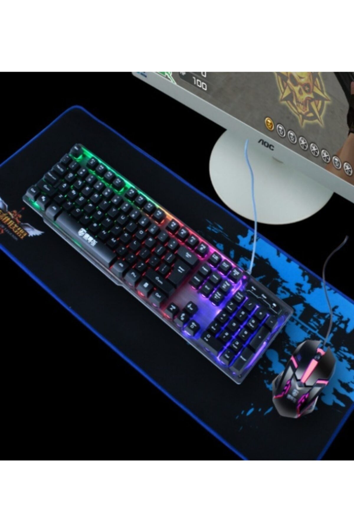 Lennox T302 Rgb Işıklı Mekanik Q Klavye Mouse Fare Set