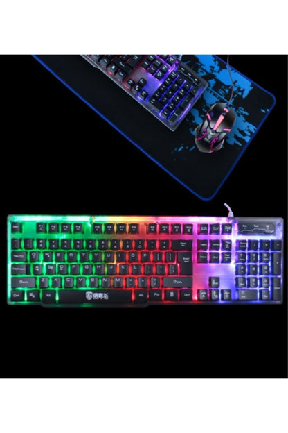 Lennox T302 Rgb Işıklı Mekanik Q Klavye Mouse Fare Set