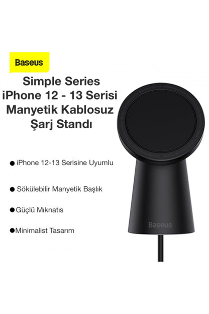 Apple Uyumlu iPhone 12 - 13 Serisi Manyetik Kablosuz Şarj Standı