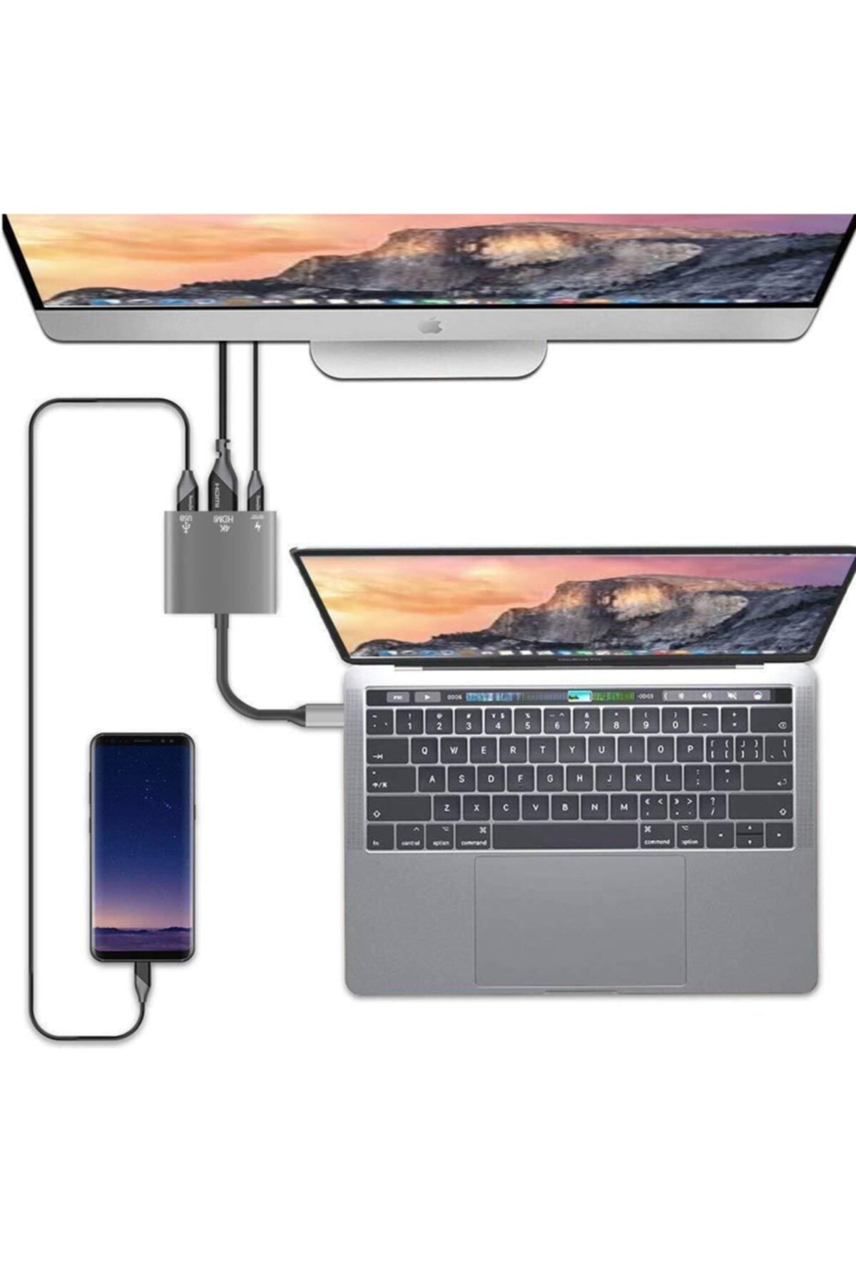 Macbook Matebook Switch Tablet Telefon Hdmi Usb 3.0 Pd Şarj Type-c Çevirici