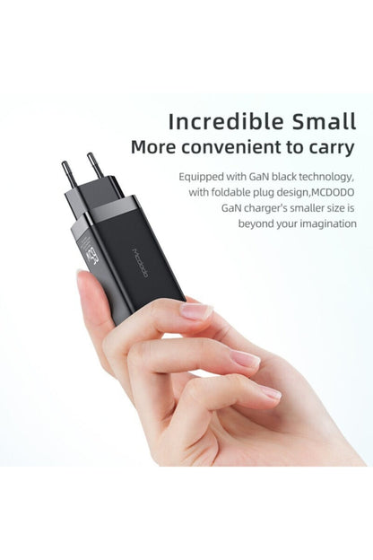 Ch-7921 Gan 65w Yüksek Hızlı 2typec 1usb Giriş Şarj Adaptörü-siyah