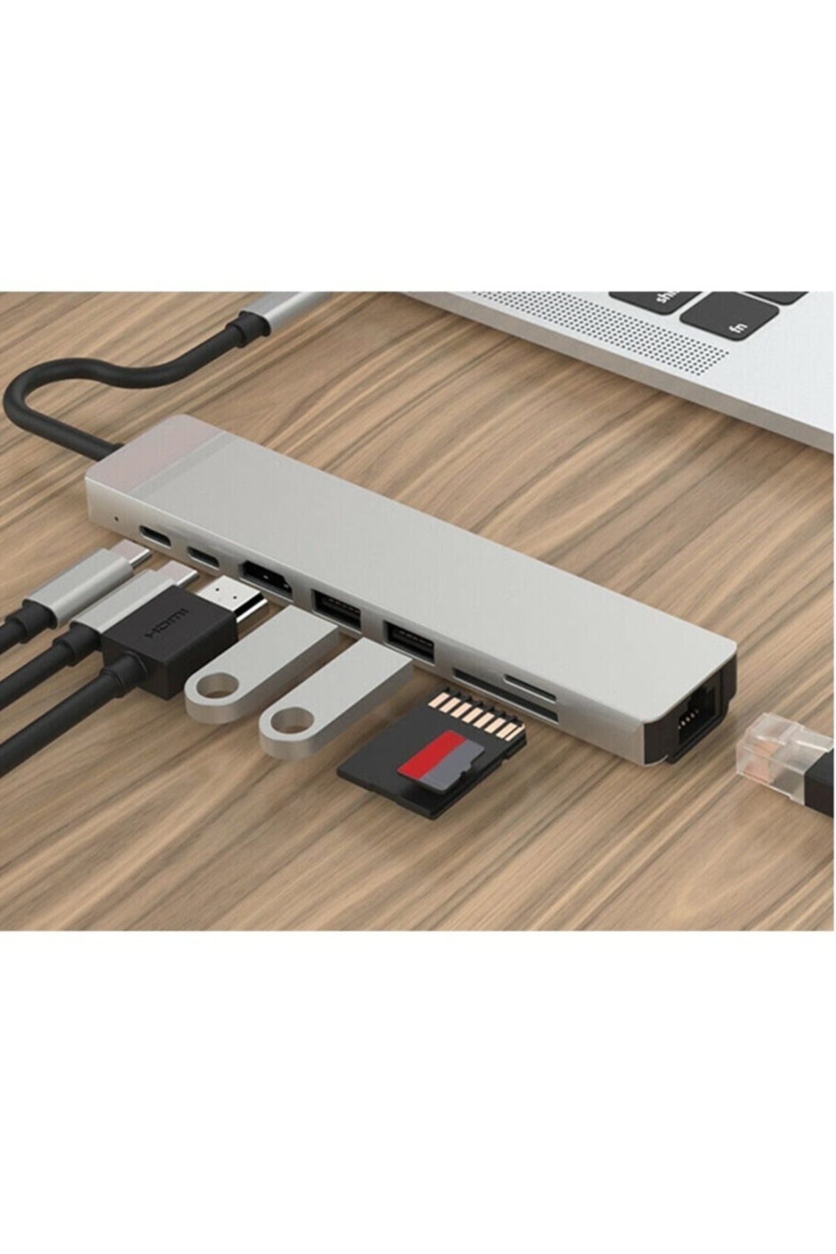 Type-c Apple Uyumlu MacBook Matebook Rj45 Ethernet Usb 3.0 Kart Okuyucu Hdmi Çevirici HDMI