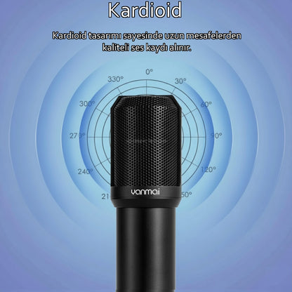 Q10 Kondansatör Mikrofon Seti - Pop Filtre, Mikrofon Standı ve Şok Aparatı Dahil