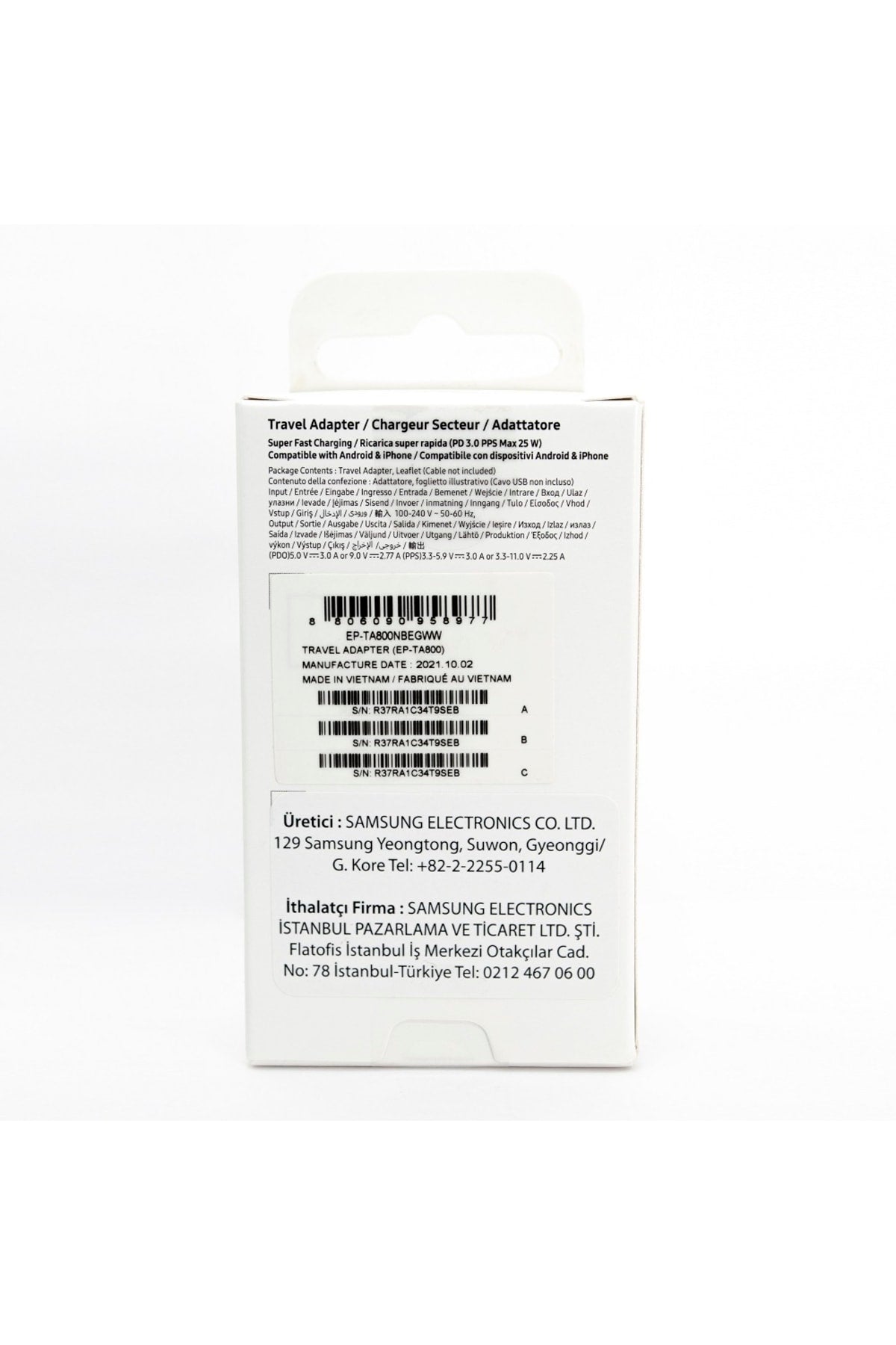 25W Süper Hızlı Type-C Şarj Aleti  Samsung EP-T2510N (Samsung Türkiye Garantili)