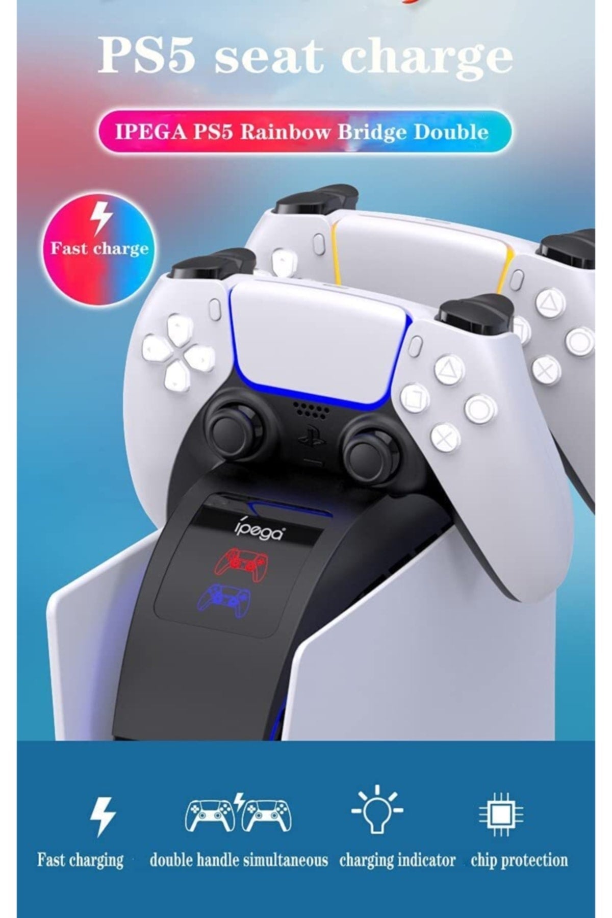Led Göstergeli Playstation 5 Dualsense Oyun Kolu Şarj Standı Pg-p5016