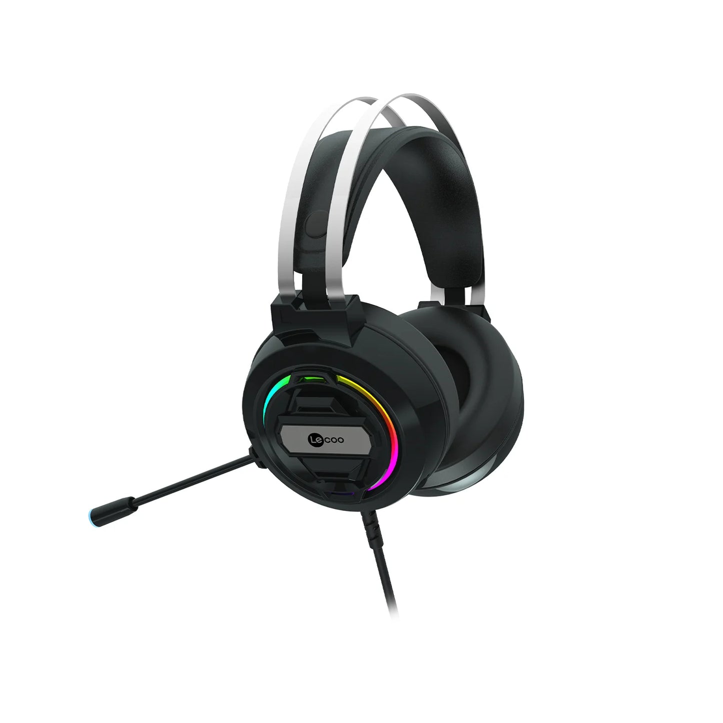 Lecoo HT401 Kablolu 3.5mm Jack + USB Kulak Üstü RGB LED Aydınlatmalı Gaming Kulaklık Siyah
