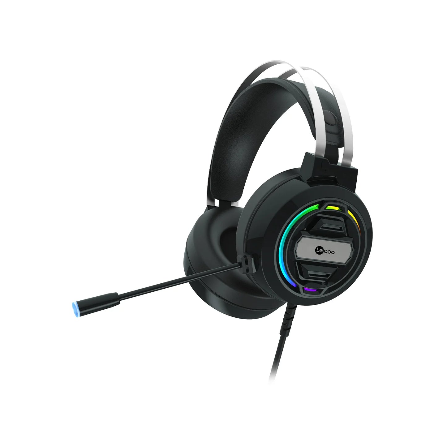 Lecoo HT401 Kablolu 3.5mm Jack + USB Kulak Üstü RGB LED Aydınlatmalı Gaming Kulaklık Siyah
