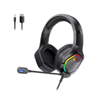 Lecoo HT403 3.5mm Jack + USB Kablolu Kulak Üstü RGB Aydınlatmalı Gaming Kulaklık Siyah