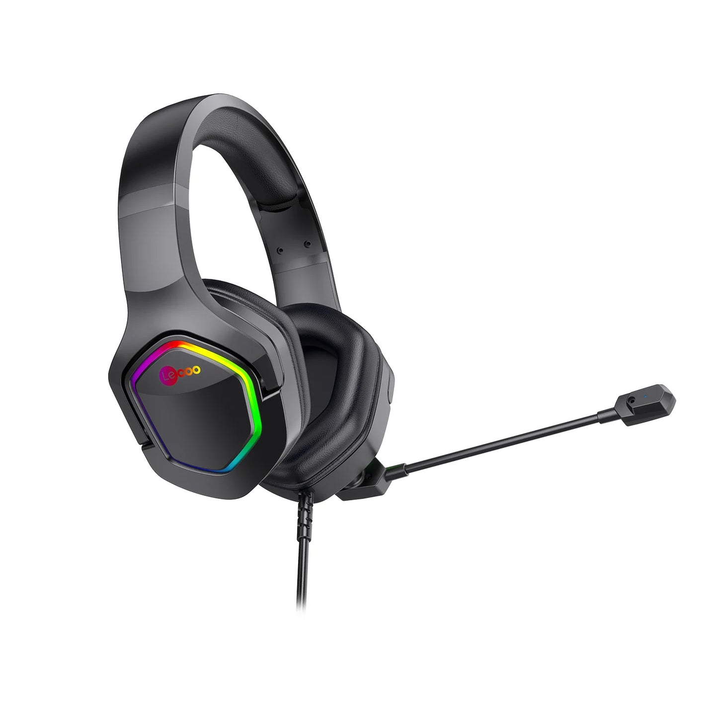 Lecoo HT403 3.5mm Jack + USB Kablolu Kulak Üstü RGB Aydınlatmalı Gaming Kulaklık Siyah