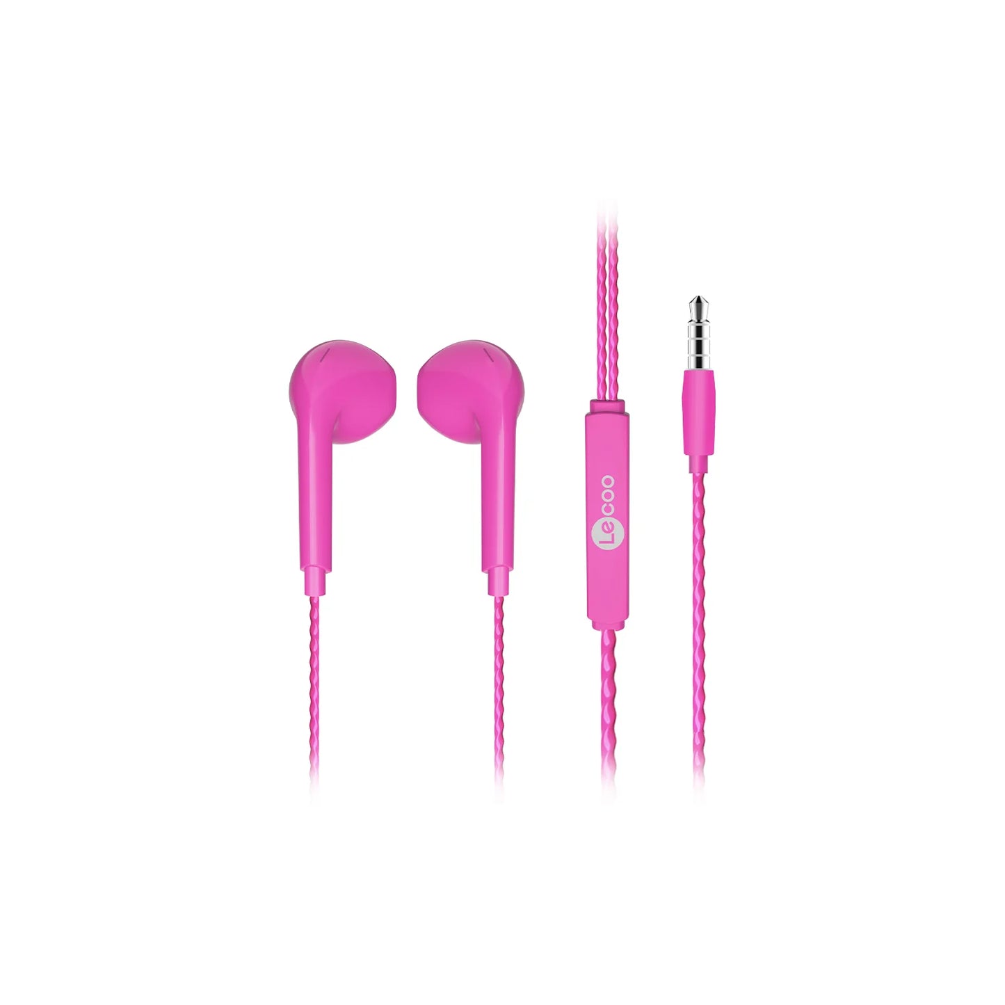 Lecoo EH104 Kablolu 3.5mm Jacklı Kulak İçi Mikrofonlu Kulaklık Pembe