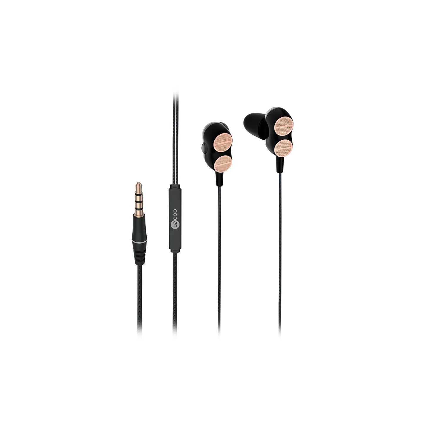 Lecoo EH102 Kablolu 3.5mm Jacklı Kulak İçi Mikrofonlu Dual Driver Kulaklık Siyah