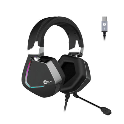Lecoo HT402 USB Kablolu Surround 7.1 RGB LED Aydınlatmalı Çıkartılabilir Mikrofonlu Kulak Üstü Gaming Kulaklık Siyah