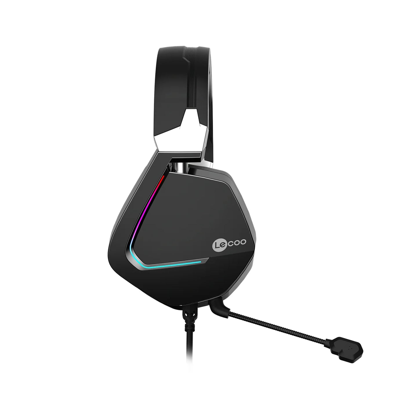 Lecoo HT402 USB Kablolu Surround 7.1 RGB LED Aydınlatmalı Çıkartılabilir Mikrofonlu Kulak Üstü Gaming Kulaklık Siyah