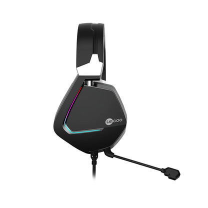 Lecoo HT402 USB Kablolu Surround 7.1 RGB LED Aydınlatmalı Çıkartılabilir Mikrofonlu Kulak Üstü Gaming Kulaklık Siyah