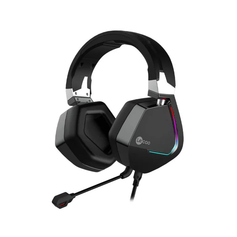 Lecoo HT402 USB Kablolu Surround 7.1 RGB LED Aydınlatmalı Çıkartılabilir Mikrofonlu Kulak Üstü Gaming Kulaklık Siyah