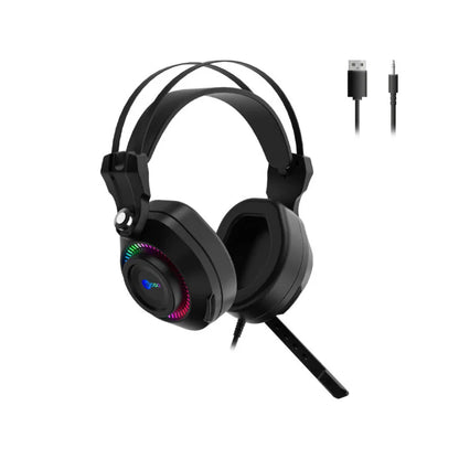 Lecoo HT405 3.5mm Jack + USB Kablolu RGB Aydınlatmalı Kulak Üstü Gaming Kulaklık Siyah