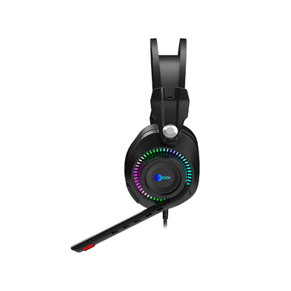 Lecoo HT405 3.5mm Jack + USB Kablolu RGB Aydınlatmalı Kulak Üstü Gaming Kulaklık Siyah