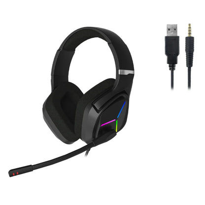 Lecoo HT406 3.5mm Jack + USB Kablolu RGB Aydınlatmalı Kulak Üstü Gaming Kulaklık Siyah