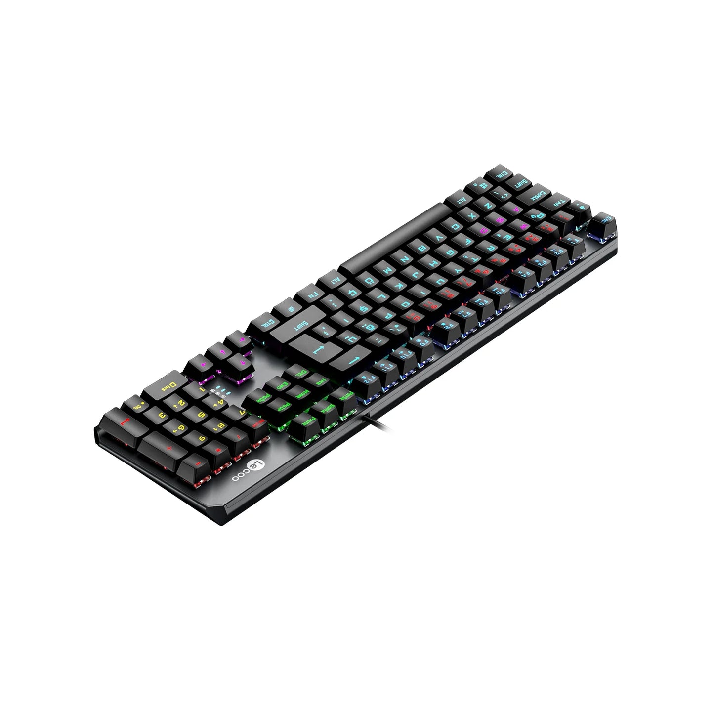 Lecoo GK301 USB Kablolu Makro Tuşlu Blue Switch RGB LED Aydınlatmalı Gaming Mekanik Türkçe Q Klavye Metalik Gri